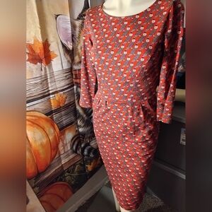 Boden Regal Owl Penny 3/4 Sleeve Knee Length Owls Dress Size Small NEW